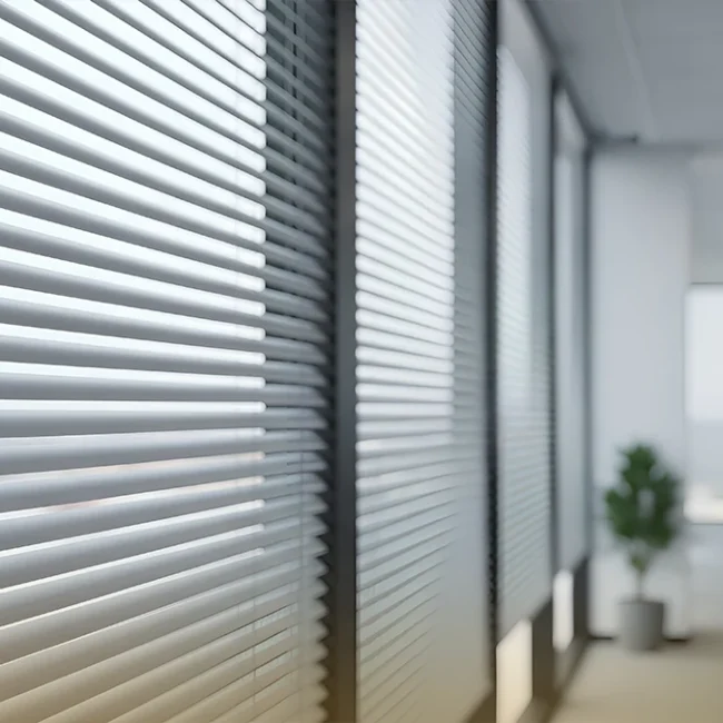 Modern office interior with commercial blinds